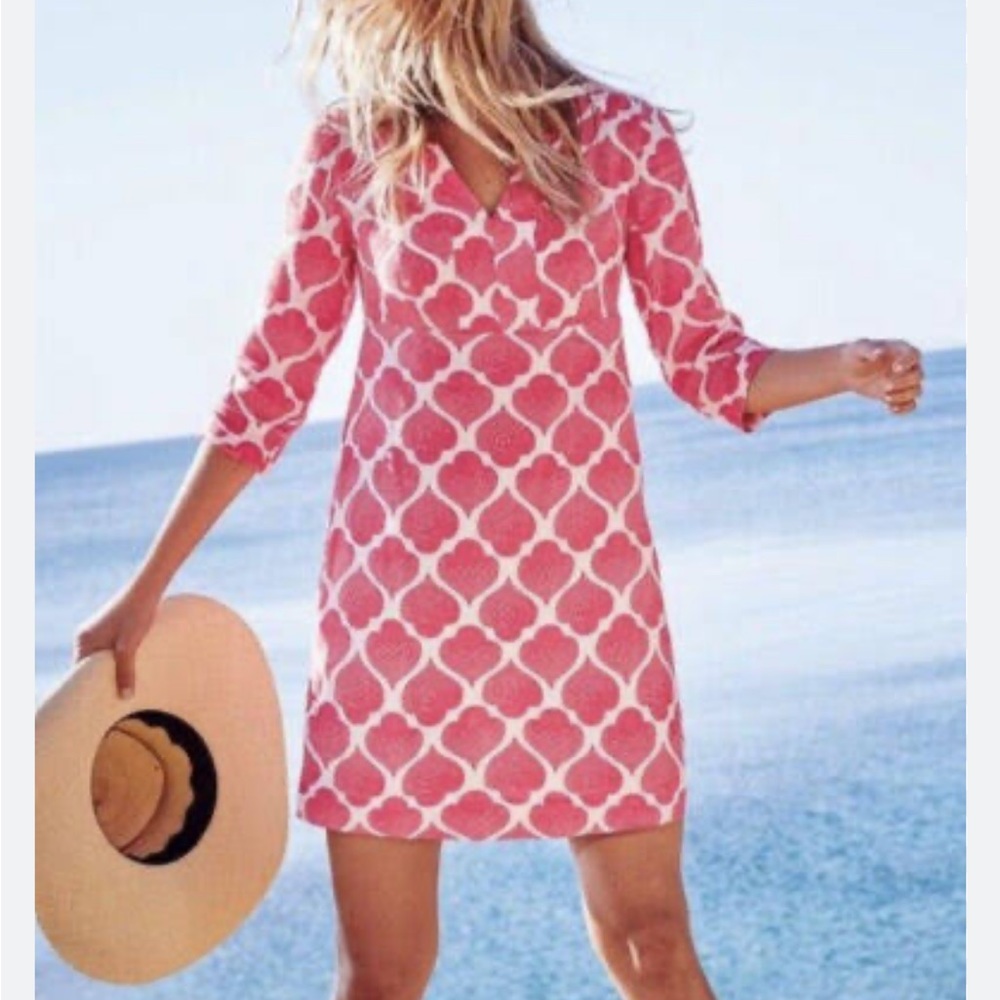 EUC Boden Linen Layla Tunic dress, heart print, 6L or 16L US size